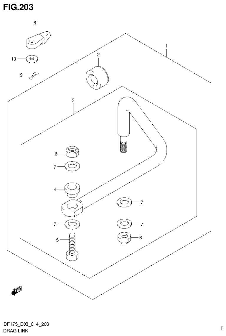 Suzuki DF175ZG DRAG LINK parts diagram